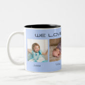 Vier Fotos bearbeiteter Text personalisiert Kaffeetasse (Links)