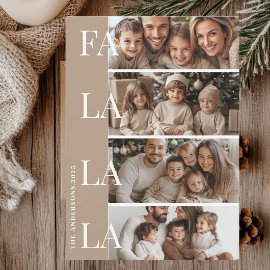 Vier Fotos Beige Farm La La La Christmas Einladung