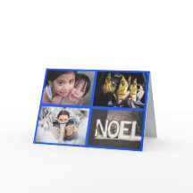 Vier Fotos Blauer Rand Weihnachten Neujahr