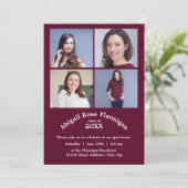 Vier Fotos Collage Burgundy-Grad-Ankündigung Einladung (Stehend Vorderseite)