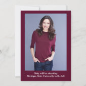 Vier Fotos Collage Burgundy-Grad-Ankündigung Einladung (Rückseite)