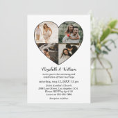 Vier Fotos Collage Heart Frame Wedding Einladung (Stehend Vorderseite)