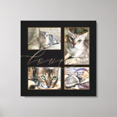 Vier Fotos Collage Liebe Script Schwarz Leinwanddruck (Vorderseite)