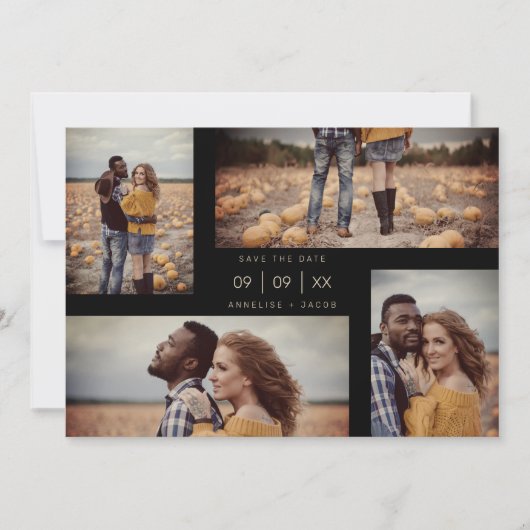 Vier Fotos Collage Minimalistisch Moderne Hochzeit Save The Date (Vorderseite)