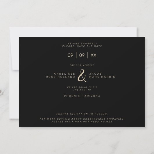Vier Fotos Collage Minimalistisch Moderne Hochzeit Save The Date (Rückseite)