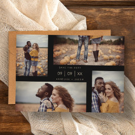 Vier Fotos Collage Minimalistisch Moderne Hochzeit Save The Date