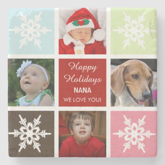 vier Fotos Collage Mod Foto Untersetzer (Vorderseite)