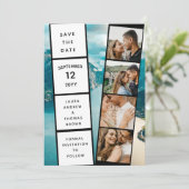 Vier Fotos Collage Movie Inspirierte Save the Date Einladung (Stehend Vorderseite)