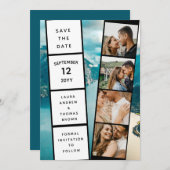 Vier Fotos Collage Movie Inspirierte Save the Date Einladung (Vorne/Hinten)