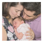 Vier Fotos Kindermädchenfamilie neben Ihrem Zitat  Würfel (Vorderseite)