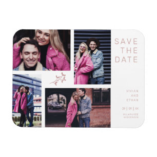 Vier Fotos Moderne Minimalistische Collage Wedding Magnet