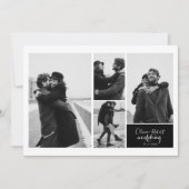 Vier Fotos Schwarz-Weiß-Typografie-Hochzeit Einladung (Vorderseite)