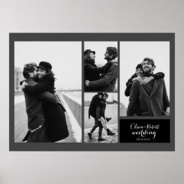 Vier Fotos Schwarz-Weiß-Typografie-Hochzeit Poster
