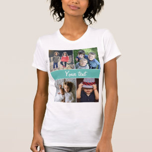 Vier Fotos und Text hochladen T-Shirt