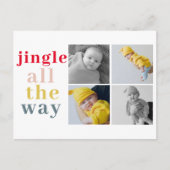 vier Fotos zusammenfassen | Farbenfrohe Jingle Postkarte (Vorderseite)
