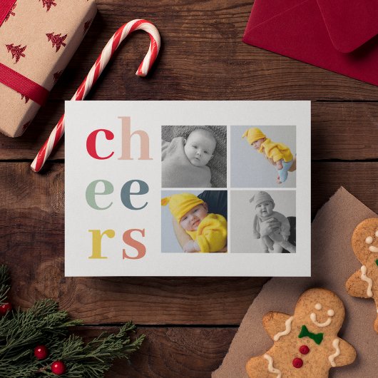 vier Fotos zusammenfassen | Farbige Beifall Postkarte