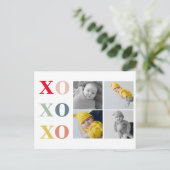 vier Fotos zusammenfassen | Farbige XoXoXoXo Postkarte (Stehend Vorderseite)