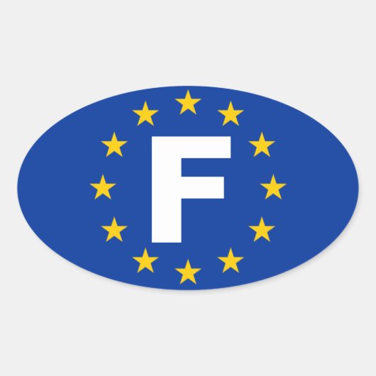 VIER Franzosen-Fahne "F" Europäische Gewerkschaft Ovaler Aufkleber (Vorderseite)