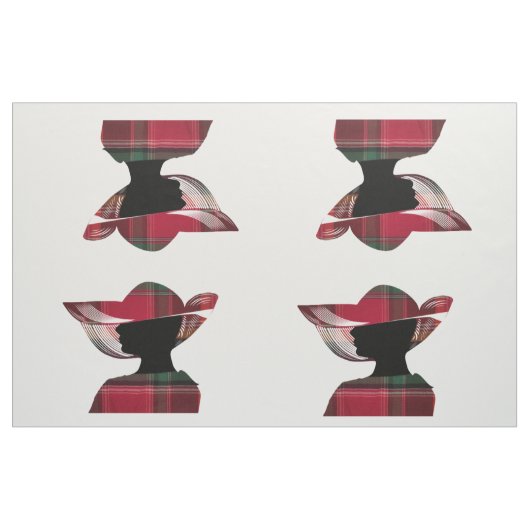 Vier Frauen Silhouette hat Madras Kariertes Muster Stoff (Yard (91,4 cm))