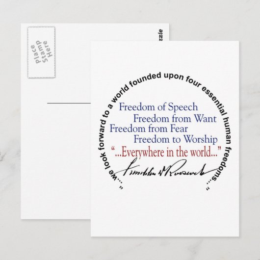 Vier Freiheitsentzug der FDR Postkarte (Vorne/Hinten)