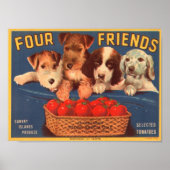 Vier Freunde - Vintages Crate Label Poster (Vorne)