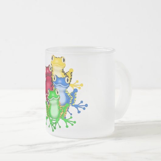 Vier Frosch-T-Shirts und Geschenke Mattglastasse (VorderseiteRechts)