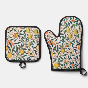 Vier Früchte-Muster, William Morris Ofenhandschuh & Topflappen-Set
