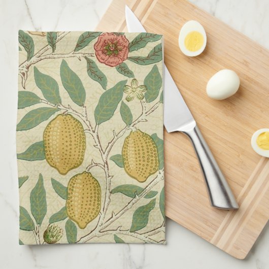 Vier Früchte, William Morris Geschirrtuch (Viertel Falte)