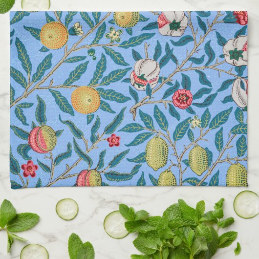 Vier Früchte, William Morris Geschirrtuch (Gefaltet)