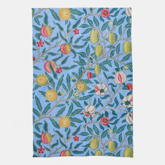 Vier Früchte, William Morris Geschirrtuch (Vertikal)