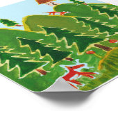 Vier Füchse auf den Hügeln malen Poster (Ecke)