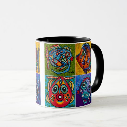 Vier Funky Fish Beverage-Tasse Tasse (VorderseiteRechts)