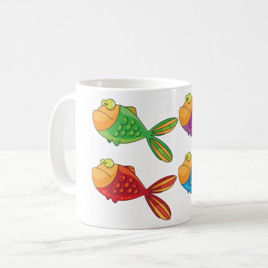 Vier Funny Fish Coffee Tasse (Vorderseite Links)
