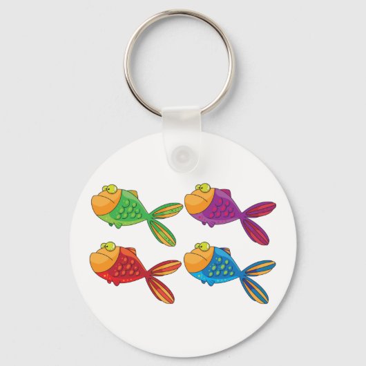 Vier Funny Fish Schlüsselanhänger (Rückseite)