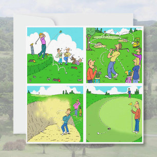 Vier Funny Golfer Cartoon