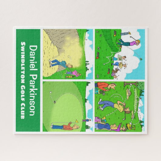 Vier Funny Golfer Cartoon Jigsaw Puzzle (Horizontal)