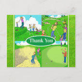Vier Funny Golfer Cartoon Postkarte (Vorderseite)
