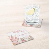 Vier für immer rosa Prinzessinnen-Schloss Geburtst Rechteckiger Pappuntersetzer (Vor Ort)