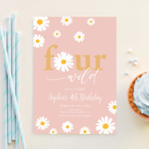 VIER für immer wilde Boho-Rosa-Daisy-Geburtstag