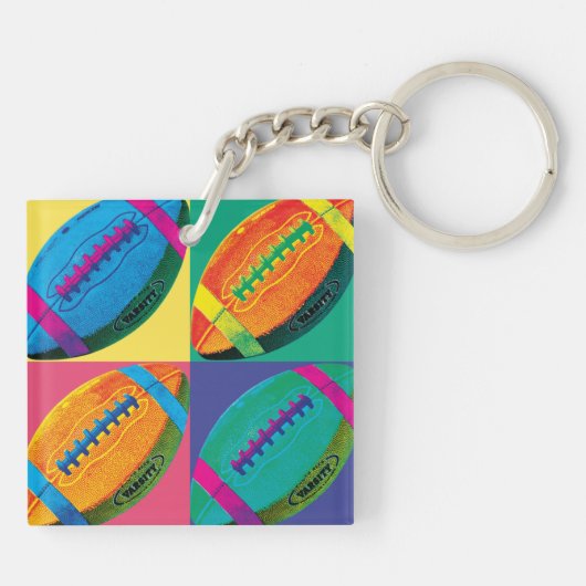 Vier Fußball in den verschiedenen Farben Schlüsselanhänger (Rückseite)