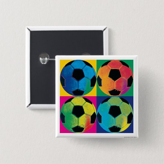 Vier Fußballbälle in verschiedenen Farben Button (Vorne & Hinten)