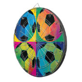 Vier Fußbälle in den verschiedenen Farben Dartscheibe (Vorderseite rechts)