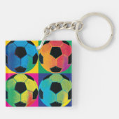 Vier Fußbälle in den verschiedenen Farben Schlüsselanhänger (Rückseite)