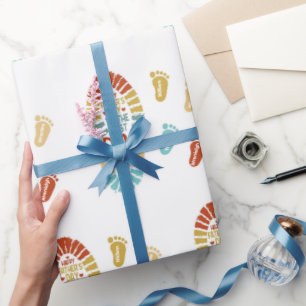 Vier Fußspuren Vatertag Geschenkpapier