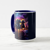 Vier futuristische Kunst für Pferde Tasse (Vorderseite Links)