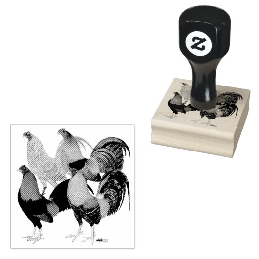 Vier Gamecocks Gummistempel (Stempel)