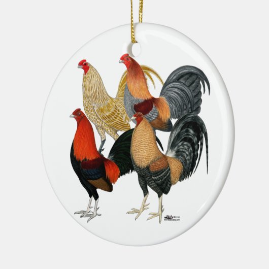 Vier Gamecocks Keramikornament (Links)