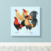 Vier Gamecocks Leinwanddruck (Insitu (Holzboden))