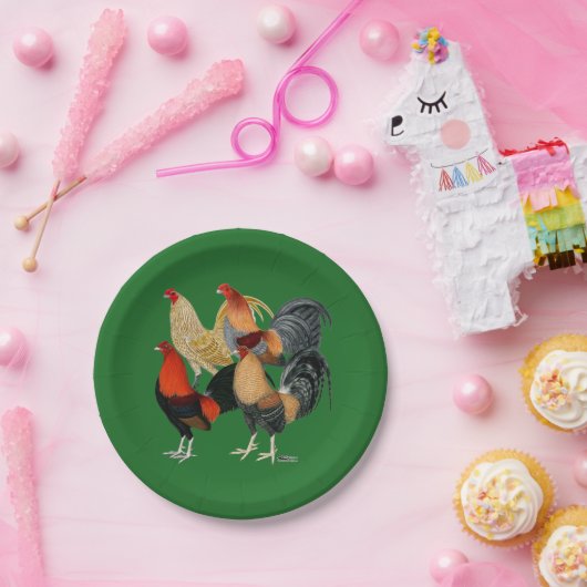 Vier Gamecocks Pappteller (Party)