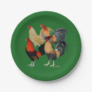 Vier Gamecocks Pappteller